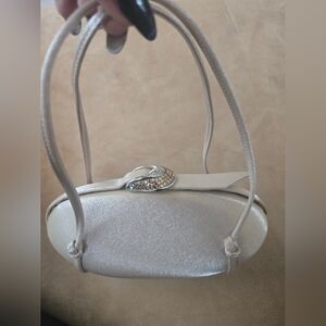 Vintage Rodo Italian Satin Gold Buckle Clutch Bag, Inner Pocket